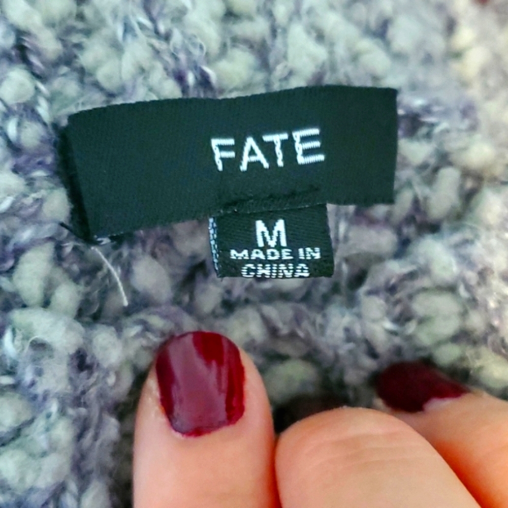 🎉 HP 🎉 Like New 💜 Fate, contrast Long sleeve crewneck sweater 💜 Wmn Medium - Picture 7 of 11